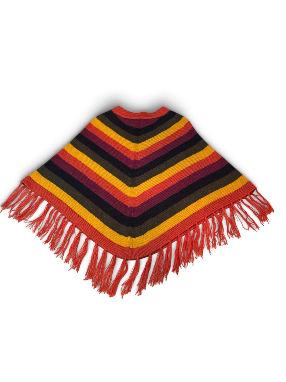 Imbaya 100% Alpaca Striped Fringe Poncho